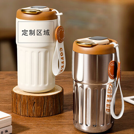 Bertha Denton High-End-Kaffeetasse Smart Thermos Cup 316 Edelstahl-Wasserbecher-Druck Custom Gift Box Geschenk Nebel weiß Blau [Thema Blue Geschenkbox] 450 ml