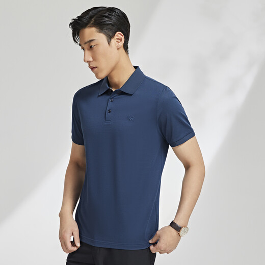 YOUNGOR POLO shirt men's POLO shirt solid color polo shirt light business blue green 2XL