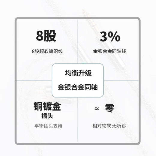 扬仕（Yongse）水墨 金银合金耳机升级线4.4平衡适用于舒尔se535/846 灰黄鹂0.78 森海ie80s ie200/900 仙女座 3.5立体声(手机电脑通用  mmcx系列舒尔/索尼等
