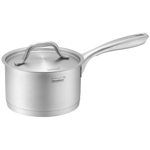 Momscook small soup pot with double bottom, thickened small milk pot, boil hot milk pot, induction cooker, gas universal soup pot, milk pot soup pot, 304 stainless steel 18x10.5cm single handle milk pot (TL1810D)