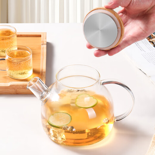 Baijie cold kettle teapot cold kettle filterable heat-resistant glass water cup flower and fruit teapot juice pot household large capacity