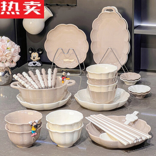 Shantou Lincun ceramic dish set household plate underglaze colored tableware bowl plate light luxury rice bowl bowl bowl utensil solid color glaze plate 8.5 inch 2 packs 1278