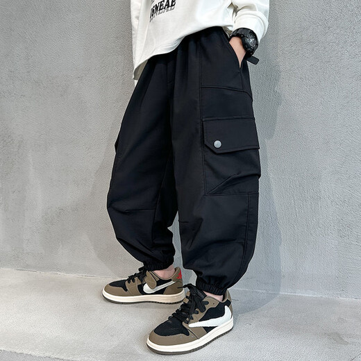 
MCDV boys' pants Spring and Autumn 2024 new spring clothes big children's sports pants children's black work pants handsome spring trend 15052 brown color [Spring and Autumn style - fried street work pants] 130cm (130cm)