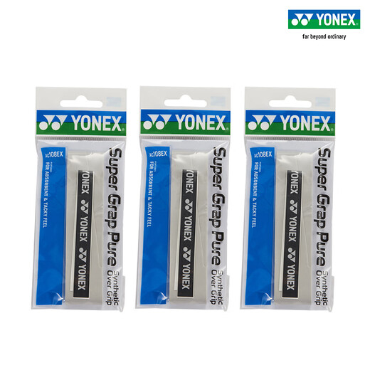 YONEX/尤尼克斯 手胶 羽毛球拍手胶 yy吸汗带防滑手柄缠带缠绕带 108 AC 108EX 白色 (3条装)