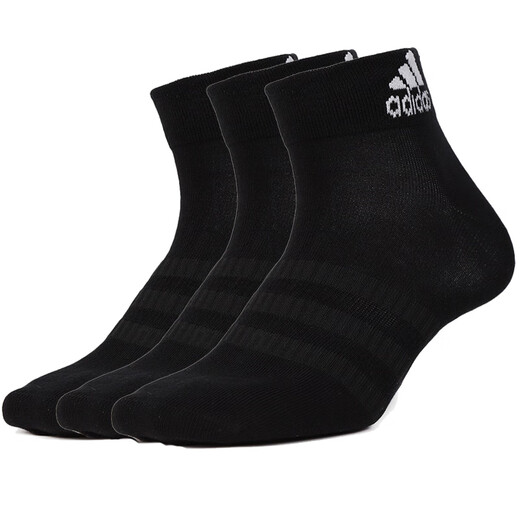 Adidas men and women socks 2024 new sports running triple pair black and white sports medium and high tube socks DZ9435 DZ9435/triple pair medium tube thin model M[39-42 codes] counter fake one compensation ten