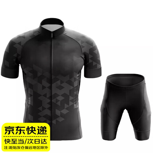 晴碧琳（Qbily）骑行服套装夏季短袖款自行车速男士上衣公路山地车服装单车衣服 黑白色丨夏季短款 2XL （70-77kg）