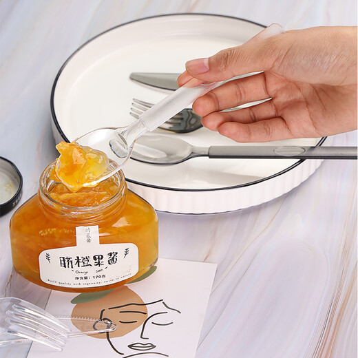 Jiaside disposable knife, fork and spoon, Western food tableware, steak, light food, dessert, cake knife and fork set, independent packaging, thickened black knife and fork, 10 sets