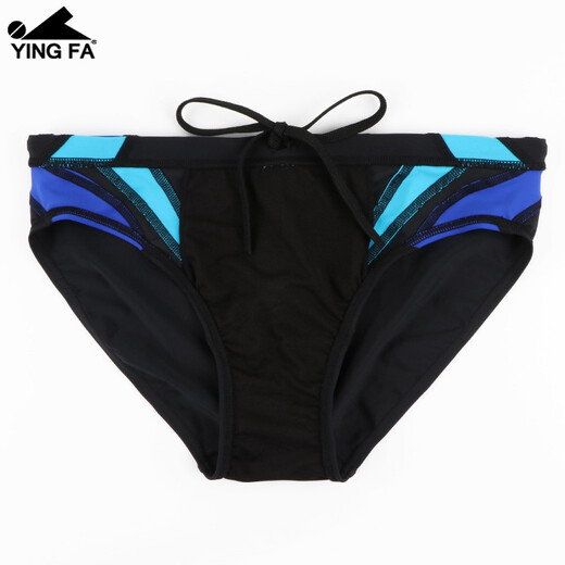 Yingfa (YINGFA) Men's Triangle Color-blocking Professional Swimming Trunks Racing Quick Dry Adult Children's Swimming Competition Training Swimming Trunks Black and Blue XL (waist circumference 80-85 cm/31-33 sizes)