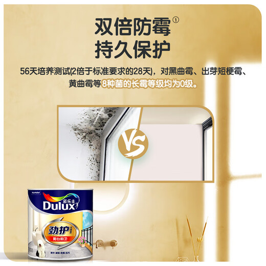 多乐士（Dulux）乳胶漆劲护无添加阳台厨房卫生间A8137小桶墙面漆油漆涂料 1L单桶 1L单桶 可调色（调色后不退换）