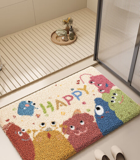 
Bathroom floor mats, bathroom door, quick-drying cartoon foot mats, anti-slip carpets, toilets, dirt-resistant special floor mats, dopamine haha ​​15664 80cm*120cm