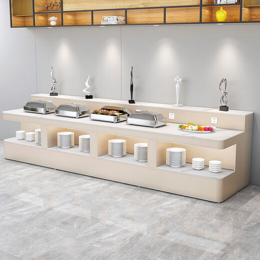 TMJD MISS hotel breakfast dining table Restaurant unit canteen buffet table wall-style dining table wine Custom made white 8 sockets Product price 9730