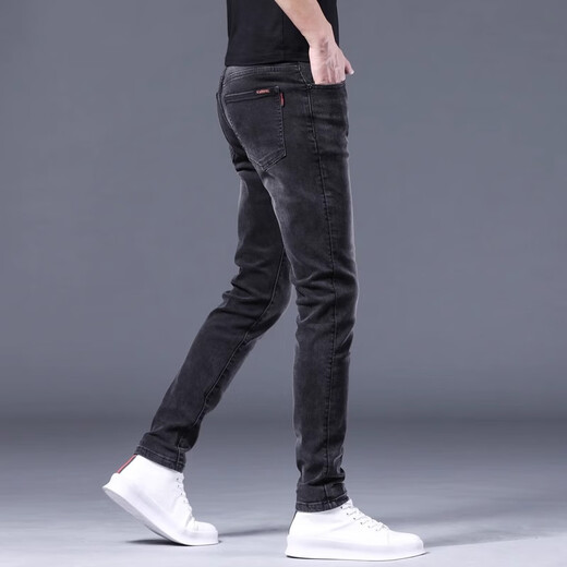 Canelin Kiskha jeans men's spring and autumn trendy brand elastic slim feet straight trousers business trend men's casual long pants men 1049 grey 28