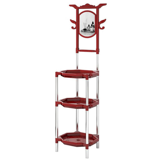 Tian Miaomiao Estante rural antiguo de pie para el hogar, estante para lavabo de baño simple para lavarse la cara y las manos con espejos 756 acero plástico de tres capas blanco con espejo