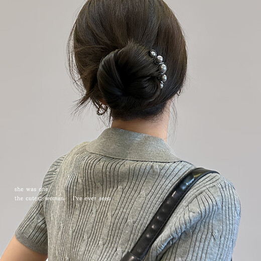 Morning star imitation pearl U-shaped hairpin high-end hairpin ancient style new Chinese style comb hair ball head artifact headdress gold 9cm