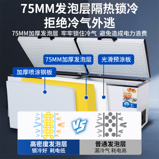 寒大师冰柜商用 大容量冰柜 家用商用全冷藏全冷冻卧式冷柜 冷藏冷冻转换展示柜冰柜 【719升】单温数显版