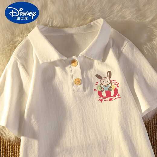 
Disney girls' cotton short-sleeved t-shirt polo shirt printed summer clothing medium-sized children's little girl base shirt children's fashionable top gray #1105 140cm suitable for 130-140cm 8-9 years old