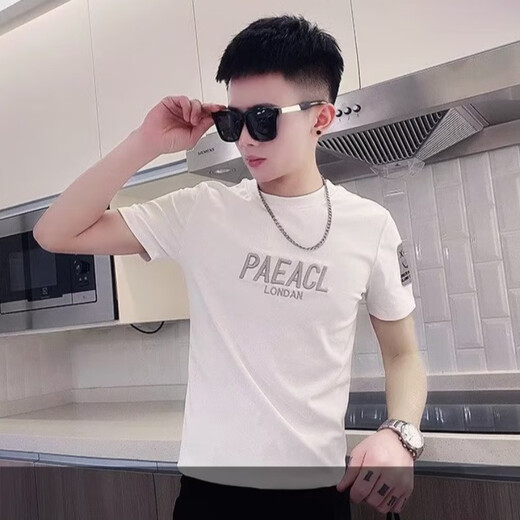 Meloban (Meloban) 2025 summer hot pure cotton XS size short sleeve T-shirt for men with a short short slim fit short body tights White M - (recommended 90-105Jin [Jin equals 0.5 kg])