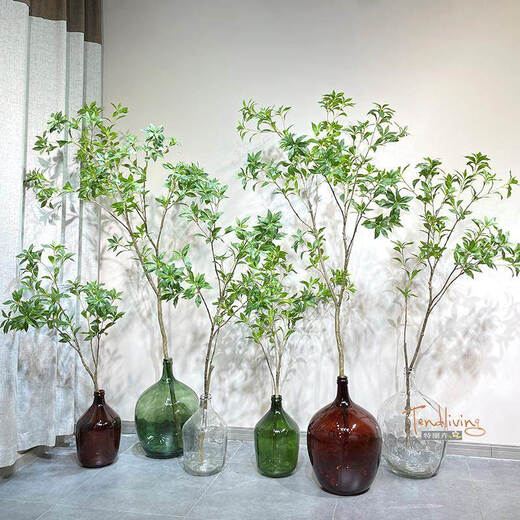 Flower e-flow simulated green plant Mazuimu light luxury fake plant indoor living room clothing store window floor-standing ornaments hanging clock decoration Mazuimu tree/1.5m double pole flower basket