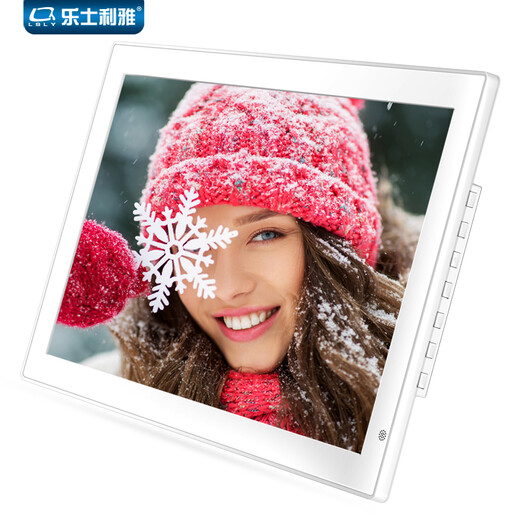 LSLY 19-inch full-view digital photo frame, electronic photo album, high-definition display, 1080P video, remote control commercial display, 19-inch black tempered glass mirror, free 32GU disk + wall-mounted plate