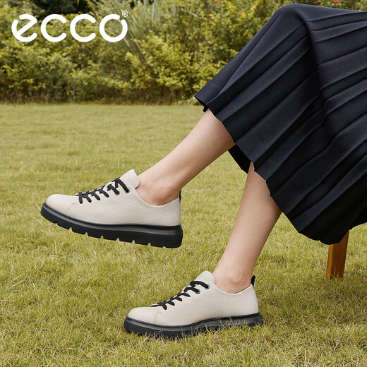 ECCO loafers for women 2023 women's single shoes thick-soled platform shoes British small leather shoes trendy 216203 black 21620301001 37