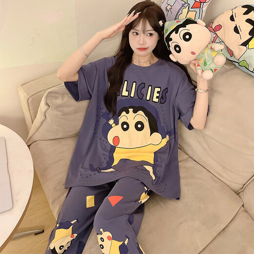 Junjunsui Dimei Pajamas para mujeres Pantalones puros de algodón puro Pantalones de manga corta Spring y otoño Gran tamaño 200 Jin [Jin equivale a 0.5 kg] Summer Student Student Clothing Conjunto de ropa a corta duración de longitud 671 Dingdang Cat 2xl grande (150-170 Jin [Jin es igual a 0.5 kg])