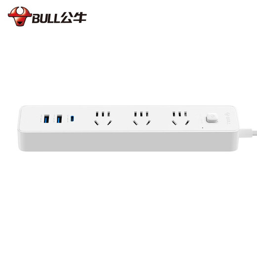 Bull (BULL) socket/smart USB plug/row plug/slide basic USB/Type-c fast charging socket [20W fast charging] 6 jack * white 1.8 meters U12033