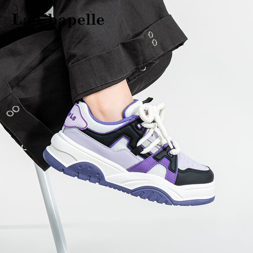 La Chapelle women's shoes, white shoes, women's four seasons new style ins design, versatile casual shoes, thick sole sports women's shoes, purple B683 38