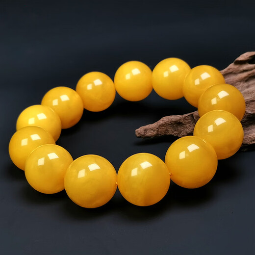Amber style, one thing, one picture, one certificate, beeswax bracelet for men, natural amber full of honey, chicken fat yellow, no cracks, bracelet 45.47g, bead diameter 18.2mm