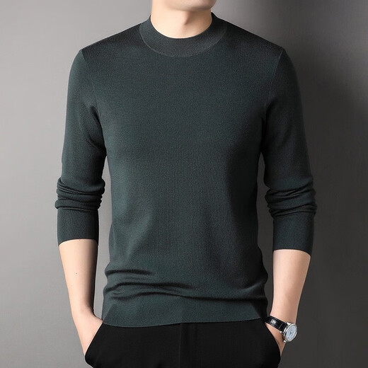 NOSSKISS luxury high-end brand men's wool sweater for men Basulan worsted pure wool autumn and winter half turtleneck sweater for men classic gray S 165