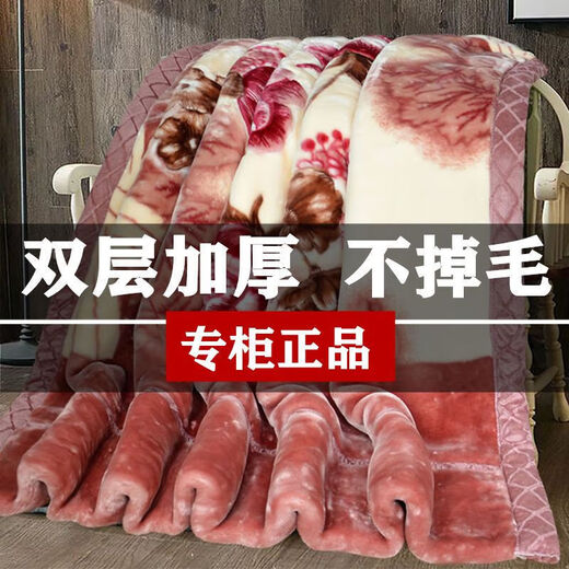 鹤山美雅拉舍尔毛毯双层加厚冬季空调毯子双人婚庆盖毯被单人学生 玫瑰情深-653 200x230cm【9斤】双层加厚