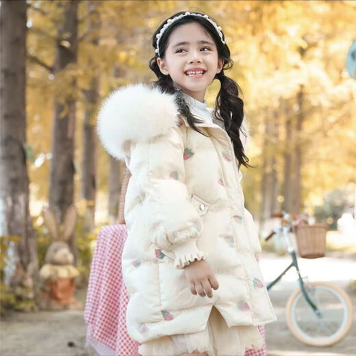 迪士尼（Disney）女童羽绒服烟粉色洋气白鸭绒中长款冬季加厚中大童冬装-Y7027 烟粉色 160