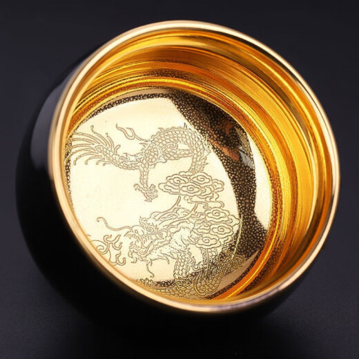 Chunyitang embossed gold bull real gold master cup master handmade gilt built cup home gift tea cup gold tea cup gold inner liner - embossed gold bull - safe packaging purely handmade