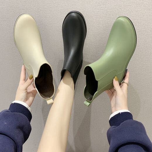 氧龙雨鞋女士女士雨鞋短筒雨靴防滑加绒水靴时尚女成人胶鞋厨房工作鞋 黑色 2088单鞋 36