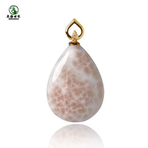 Caizhi 18k gold sodium zeolite pendant for men and women orange sea grain stone pink Lalima water drop necklace bracelet accessories necklace 158# love style weighs about 5.4g