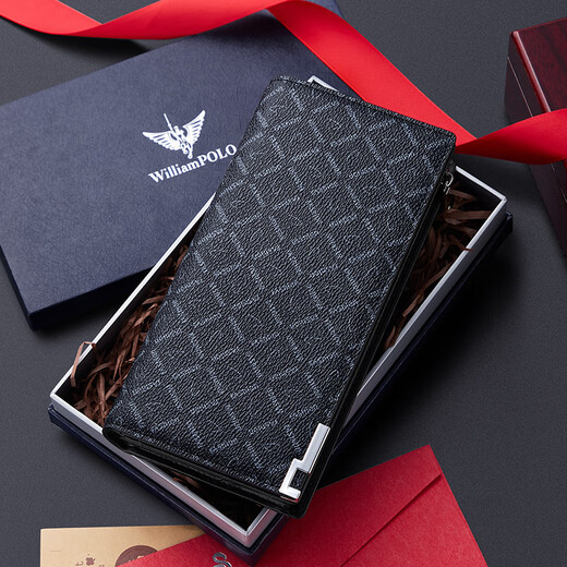 Williampolo Kaiser Paul Wallet Herren Long Mode Marke Light Marke 2023 Neue Brieftasche Kupplungsbrieftasche Schwarz - Abnehmbares zerlegtes Armband