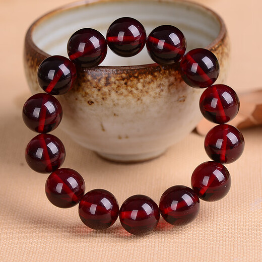 DL 1998 blood amber bracelet Baltic beeswax amber round bead bracelet 12-20 men blood amber single circle 18mm*13 pieces (generous men's style)