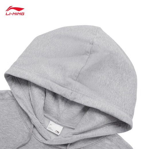 Li ning plus samt warm warmes Kapuzen-Sweatshirt für Männer 2024 Herbst und Winter Neuer Retro-Druck Einfache Sporttop AWDU673 BC17 FLOWE GRAY-1 L (175)