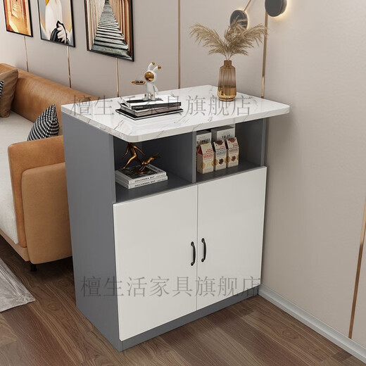 Hualade home bar table kitchen restaurant partition cabinet multi-functional entrance cabinet modern simple small bar wine cabinet high table white cabinet + marble color countertop + white cabinet length 60 double doors