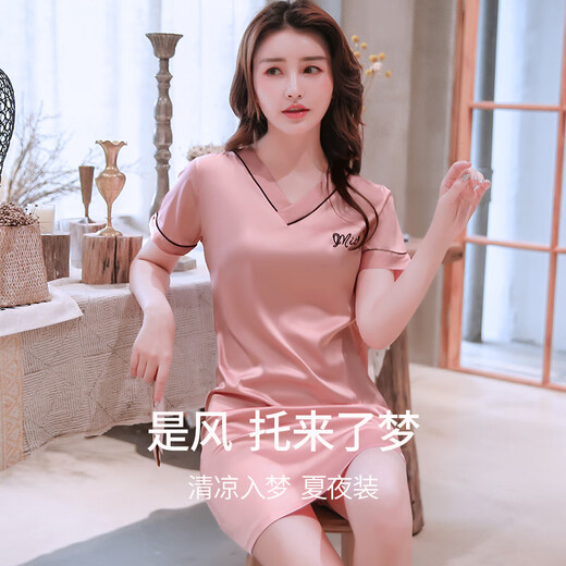 莫代尔冰丝睡裙女士夏季网红风女人夏天2025年新款性感风睡衣女夏款 1343-绿色 M