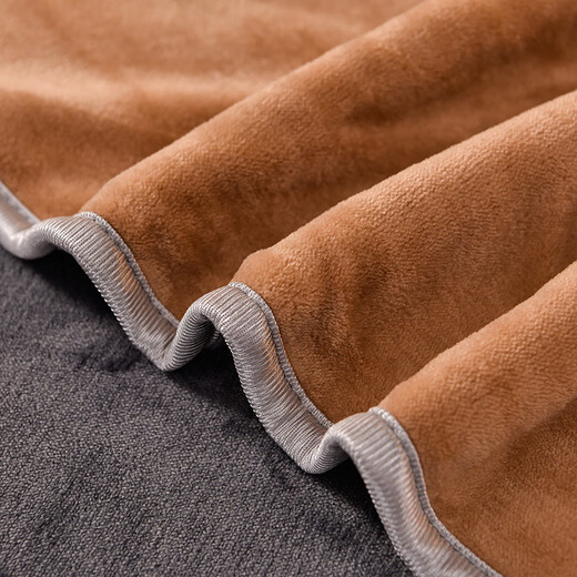 Yalu double-sided milk velvet four-piece winter thickened and velvet household flannel gold mink velvet quilt cover coral baby velvet bed sheet camel + dark gray double-sided milk velvet soft and warm bed skirt style 2.0 meters four-piece set (quilt cover 220*240cm)