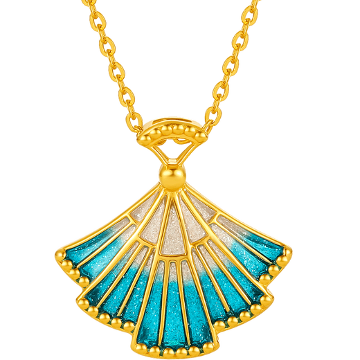 Saturday Blessing Meteor Fan Gold Necklace Women's Gold Pendant Birthday Gift Price A069667 Approximately 3.1g 40+5cm