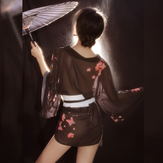 霏慕日本和服睡衣日系女性感刺激女仆小胸大码美女sm汉服 6174女修头纱连衣裙披肩内裤+手 衣服房事露出外出可穿夫妻