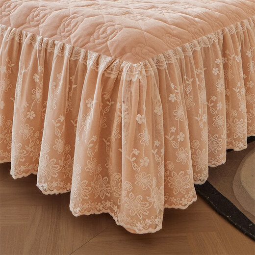 Anjiren Class A baby velvet bed skirt single piece thickened warm quilted plus velvet winter flannel double layer European lace bedspread Princess Jade 1.8m bed 180*200cm bed skirt single piece