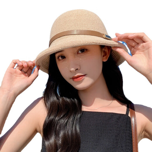 Rogosky专柜潮牌帽子女春夏季薄款圆顶渔夫帽时尚遮阳沙滩小礼帽轻奢原创 黑色 均码