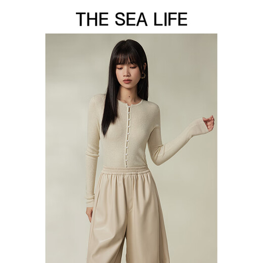 THE SEA LIFE Ou Hai Yisheng 24 spring and summer sweater looks slim and thin slim commuting base shirt X15738 Glacier Gray M