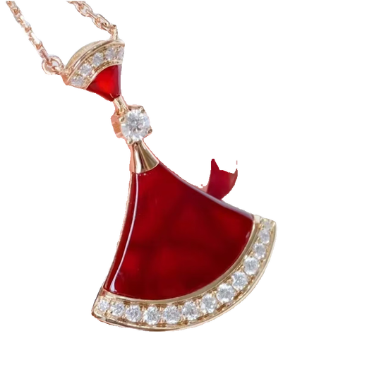 Fat Donglai's same style 18k gold mini skirt pendant necklace women's carnelian white mother-of-pearl malachite clavicle chain rose rose gold red agate skirt