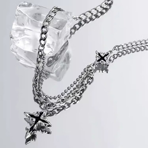 Bai Qixin necklace men's trendy cross pendant clavicle chain men's fashion niche high-end accessories sweater chain pattern cross necklace