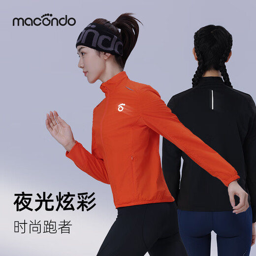 Macondo Sports Jacket Men's Spring and Autumn Marathon Running Jacket Training Water-Repellent Air Capsule Technology Black Women's S
