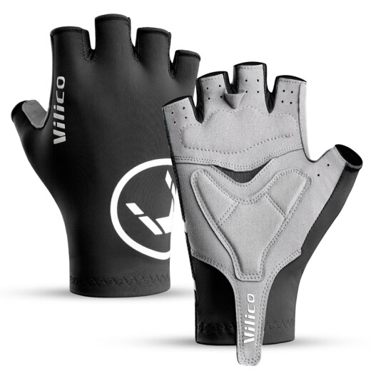 Forty thousand kilometers bicycle gloves half-finger cycling gloves breathable shock-absorbing wear-resistant spring and summer men's and women's outdoor sports equipment black XL