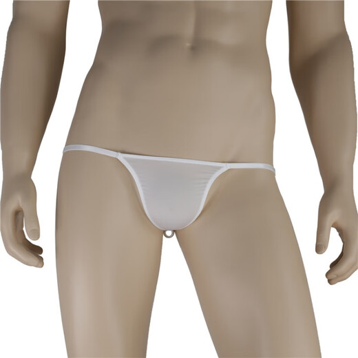 Couple ice silk thong men's one-line transparent hairy women's back yard stimulation low-waist sexy tight revealing interest black M